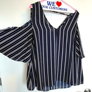 Cold shoulder striped top